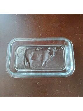 Vintage Arcoroc France Glass Cow Butter Dish BASE TRAY ONLY Replacement Clear
